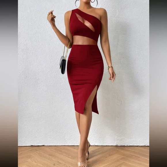 Sexy mesh insert slit thigh bodycon dress - Picture 4 of 7